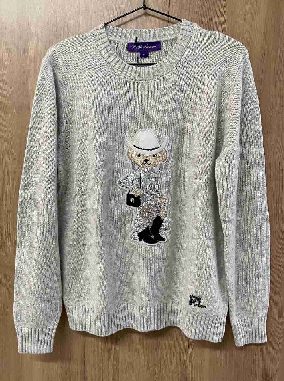 Polo Ralph Lauren Western Cowgirl Polo Bear Crewneck Knit Sweater